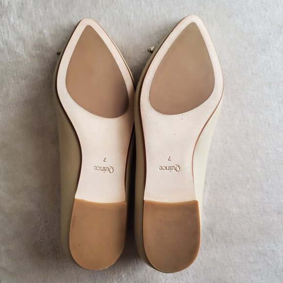 Quince Italian Leather Bow Pointed Women’s Flats Size 7 Color Almond Like new - Picture 10 of 14